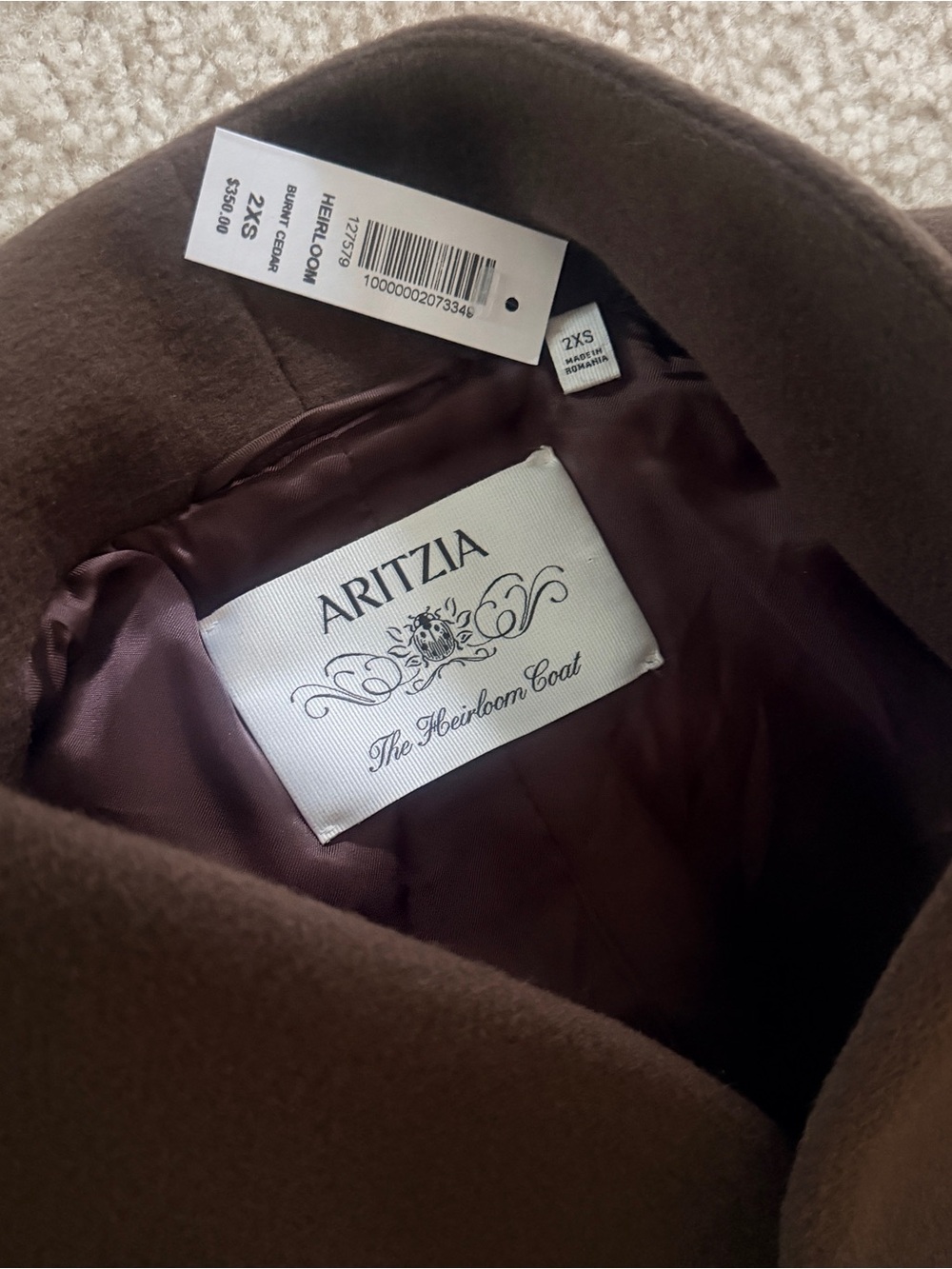 NWT Aritzia heirloom Long Sleeve Belted Coat Dress in Brown xxs - Picture 7 of 13